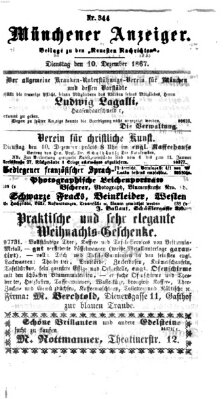 Münchener Anzeiger (Münchner neueste Nachrichten) Dienstag 10. Dezember 1867