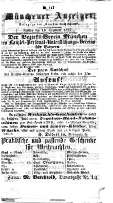 Münchener Anzeiger (Münchner neueste Nachrichten) Freitag 13. Dezember 1867