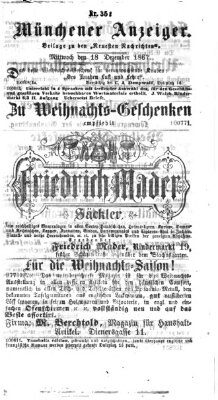 Münchener Anzeiger (Münchner neueste Nachrichten) Mittwoch 18. Dezember 1867