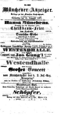 Münchener Anzeiger (Münchner neueste Nachrichten) Donnerstag 26. Dezember 1867