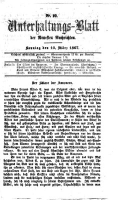 Neueste Nachrichten aus dem Gebiete der Politik. Unterhaltungs-Blatt der Neuesten Nachrichten (Münchner neueste Nachrichten) Sonntag 10. März 1867