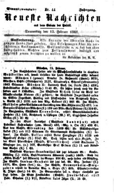 Neueste Nachrichten aus dem Gebiete der Politik (Münchner neueste Nachrichten) Donnerstag 13. Februar 1868