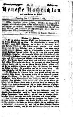 Neueste Nachrichten aus dem Gebiete der Politik (Münchner neueste Nachrichten) Samstag 22. Februar 1868