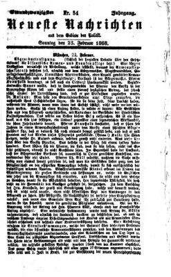 Neueste Nachrichten aus dem Gebiete der Politik (Münchner neueste Nachrichten) Sonntag 23. Februar 1868