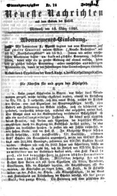 Neueste Nachrichten aus dem Gebiete der Politik (Münchner neueste Nachrichten) Mittwoch 18. März 1868