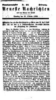 Neueste Nachrichten aus dem Gebiete der Politik (Münchner neueste Nachrichten) Dienstag 20. Oktober 1868