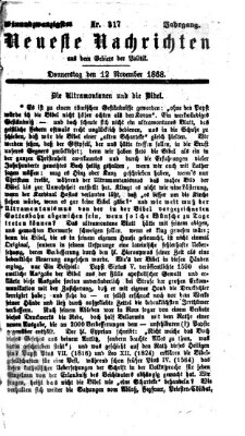 Neueste Nachrichten aus dem Gebiete der Politik (Münchner neueste Nachrichten) Donnerstag 12. November 1868