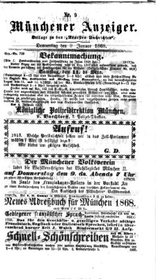 Münchener Anzeiger (Münchner neueste Nachrichten) Donnerstag 9. Januar 1868