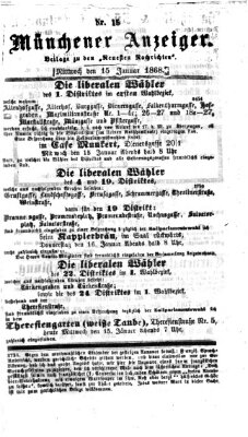 Münchener Anzeiger (Münchner neueste Nachrichten) Mittwoch 15. Januar 1868