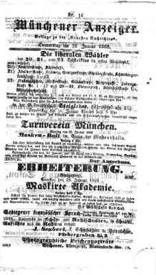 Münchener Anzeiger (Münchner neueste Nachrichten) Donnerstag 16. Januar 1868