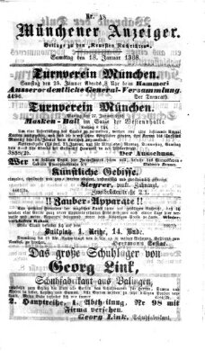 Münchener Anzeiger (Münchner neueste Nachrichten) Samstag 18. Januar 1868