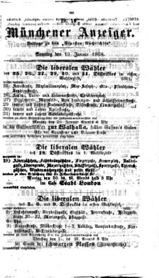 Münchener Anzeiger (Münchner neueste Nachrichten) Sonntag 19. Januar 1868