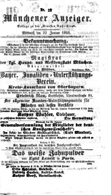 Münchener Anzeiger (Münchner neueste Nachrichten) Mittwoch 22. Januar 1868