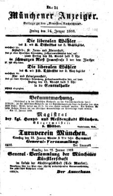 Münchener Anzeiger (Münchner neueste Nachrichten) Freitag 24. Januar 1868