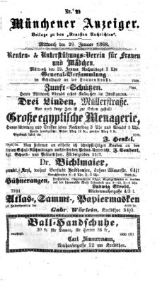 Münchener Anzeiger (Münchner neueste Nachrichten) Mittwoch 29. Januar 1868