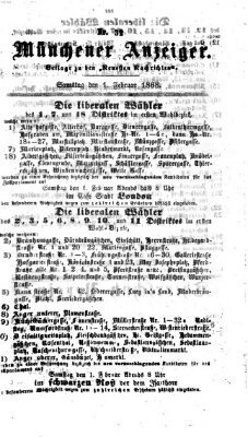 Münchener Anzeiger (Münchner neueste Nachrichten) Samstag 1. Februar 1868