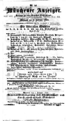 Münchener Anzeiger (Münchner neueste Nachrichten) Mittwoch 5. Februar 1868