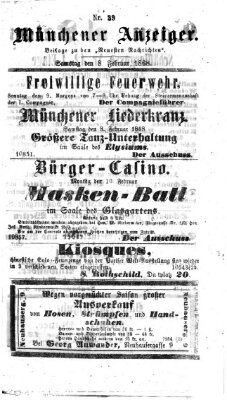 Münchener Anzeiger (Münchner neueste Nachrichten) Samstag 8. Februar 1868