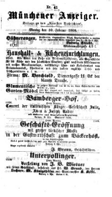 Münchener Anzeiger (Münchner neueste Nachrichten) Montag 10. Februar 1868