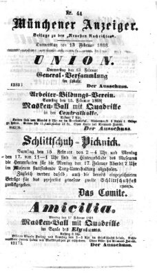 Münchener Anzeiger (Münchner neueste Nachrichten) Donnerstag 13. Februar 1868