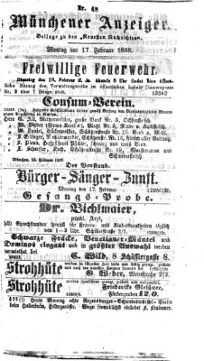 Münchener Anzeiger (Münchner neueste Nachrichten) Montag 17. Februar 1868