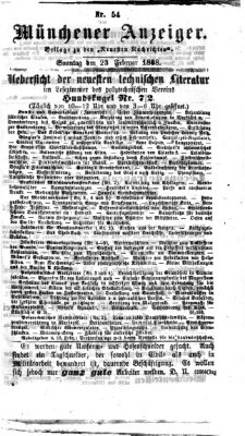 Münchener Anzeiger (Münchner neueste Nachrichten) Sonntag 23. Februar 1868