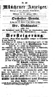 Münchener Anzeiger (Münchner neueste Nachrichten) Mittwoch 26. Februar 1868