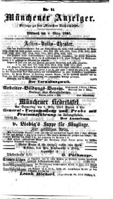 Münchener Anzeiger (Münchner neueste Nachrichten) Mittwoch 4. März 1868