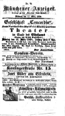 Münchener Anzeiger (Münchner neueste Nachrichten) Mittwoch 11. März 1868