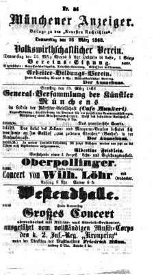 Münchener Anzeiger (Münchner neueste Nachrichten) Donnerstag 26. März 1868