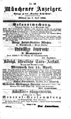 Münchener Anzeiger (Münchner neueste Nachrichten) Mittwoch 8. April 1868