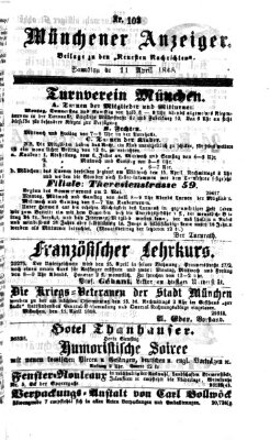 Münchener Anzeiger (Münchner neueste Nachrichten) Samstag 11. April 1868