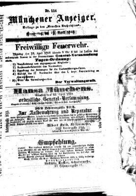 Münchener Anzeiger (Münchner neueste Nachrichten) Donnerstag 23. April 1868