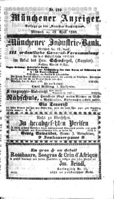 Münchener Anzeiger (Münchner neueste Nachrichten) Mittwoch 29. April 1868