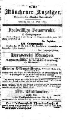 Münchener Anzeiger (Münchner neueste Nachrichten) Samstag 16. Mai 1868