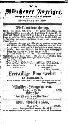 Münchener Anzeiger (Münchner neueste Nachrichten) Dienstag 19. Mai 1868