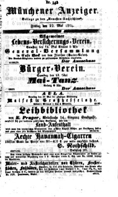 Münchener Anzeiger (Münchner neueste Nachrichten) Freitag 22. Mai 1868