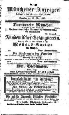 Münchener Anzeiger (Münchner neueste Nachrichten) Samstag 23. Mai 1868