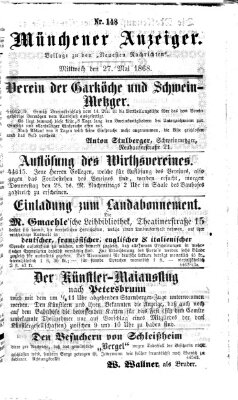 Münchener Anzeiger (Münchner neueste Nachrichten) Mittwoch 27. Mai 1868