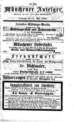 Münchener Anzeiger (Münchner neueste Nachrichten) Sonntag 31. Mai 1868