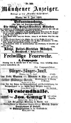 Münchener Anzeiger (Münchner neueste Nachrichten) Montag 8. Juni 1868