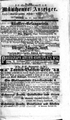 Münchener Anzeiger (Münchner neueste Nachrichten) Mittwoch 10. Juni 1868