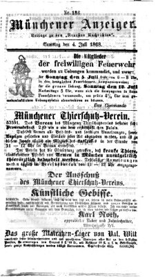 Münchener Anzeiger (Münchner neueste Nachrichten) Samstag 4. Juli 1868