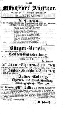 Münchener Anzeiger (Münchner neueste Nachrichten) Montag 13. Juli 1868