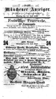 Münchener Anzeiger (Münchner neueste Nachrichten) Dienstag 14. Juli 1868