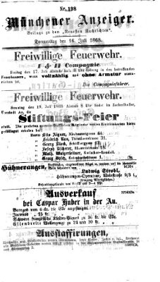 Münchener Anzeiger (Münchner neueste Nachrichten) Donnerstag 16. Juli 1868