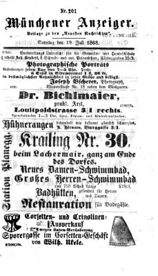 Münchener Anzeiger (Münchner neueste Nachrichten) Sonntag 19. Juli 1868