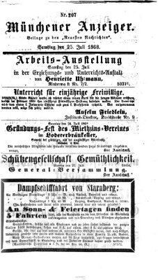 Münchener Anzeiger (Münchner neueste Nachrichten) Samstag 25. Juli 1868