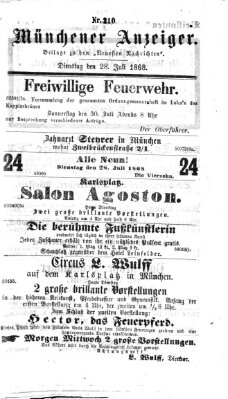 Münchener Anzeiger (Münchner neueste Nachrichten) Dienstag 28. Juli 1868