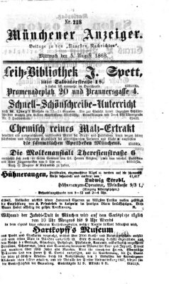 Münchener Anzeiger (Münchner neueste Nachrichten) Mittwoch 5. August 1868